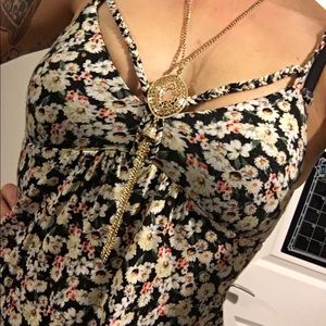 American Rag Boho Tank w/ braided cut out & straps